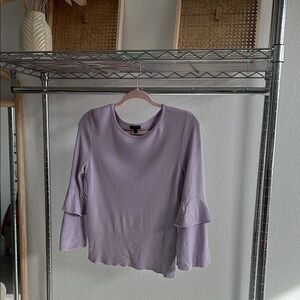 Talbots Purple Ruffled Bell Sleeve Blouse